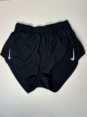 Nike Black Women's Athletic Shorts with White Swooshes